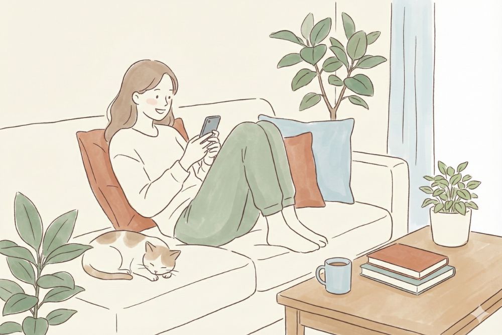 LINEを見ている女性